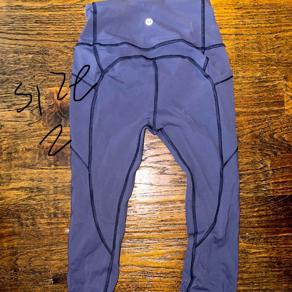 lululemon navy leggings with pockets size 4